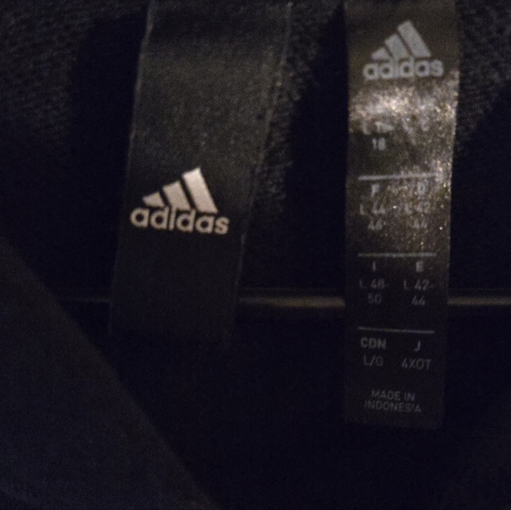 Adidas Black Cropped Hoodie with Three Stripe Logo Size L - Picture 5 of 5